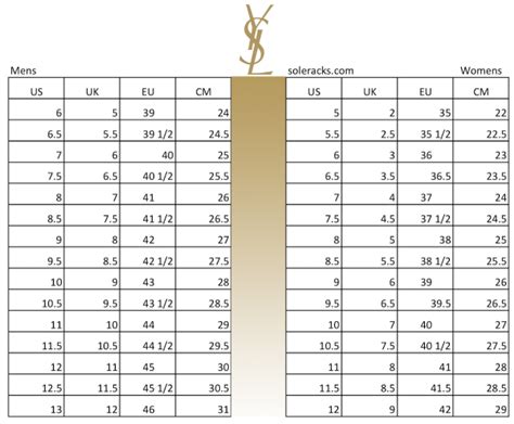 ysl men's shoe size chart|YSL yst laurent size chart.